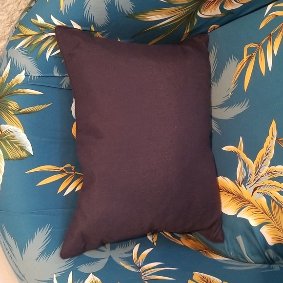 Hello Sequin Script Lumbar Pillow Navy Blue and Silver - Picture 3 of 4